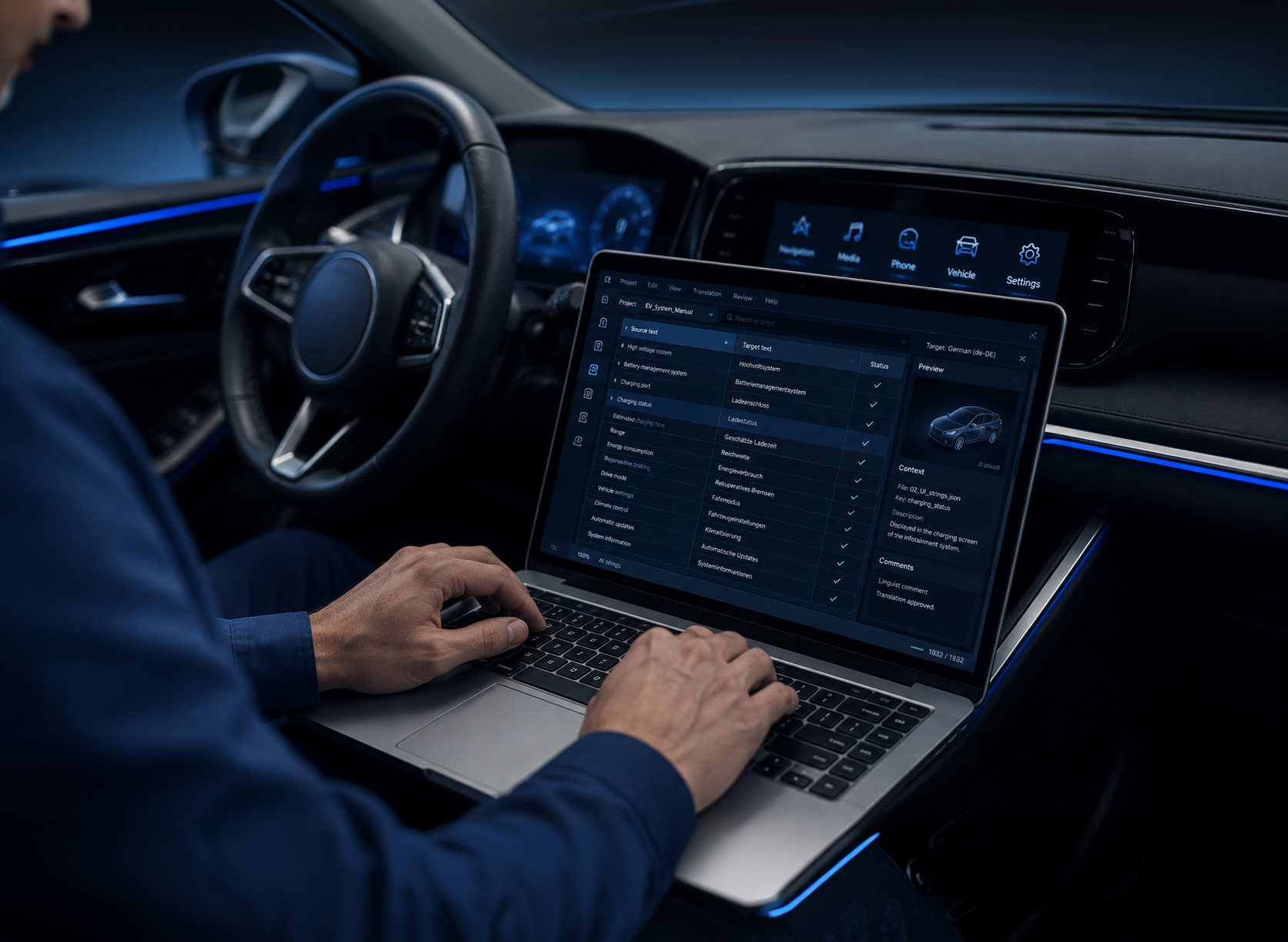 Technician running vehicle diagnostics software