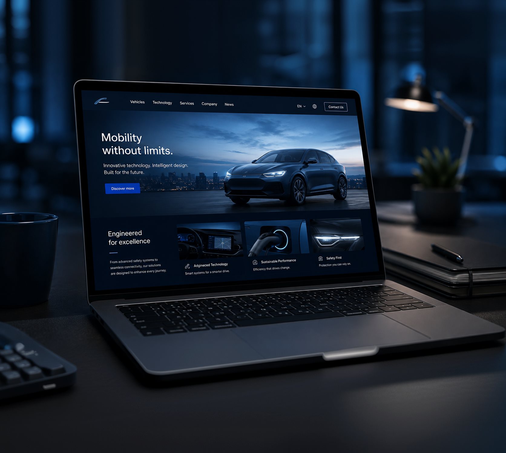 Automotive marketing website on a laptop